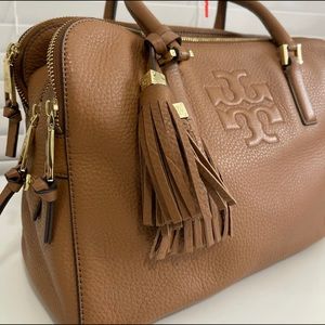 Leather Thea Triple Zip Satchel - Authentic Tory Burch Bag